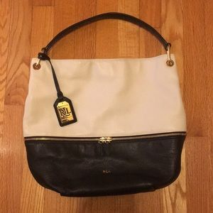 Lauren Ralph Lauren Black and White Leather Purse
